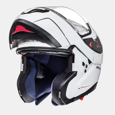 Kask szczękowy Atom Solid pearl white S z blendą - MT Helmets