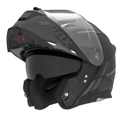 Kask szczękowy N967 Synchro czarny/biały/szary mat M z blendą - NOX Kask szczękowy N967 Synchro czarny/biały/szary mat M z blendą - NOX