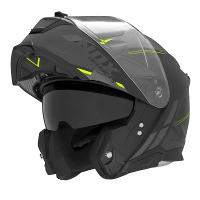 Kask szczękowy N967 Synchro czarny/żółty fluo/szary mat M z blendą - NOX