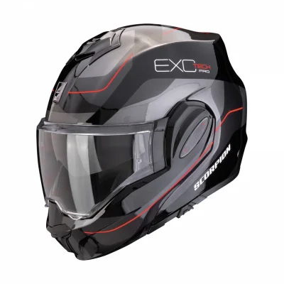Kask szczękowy Exo-Tech Pro Commuta bk-s-rd czarny/srebrny/czerwony XL - Scorpion Kask szczękowy Exo-Tech Pro Commuta bk-s-rd czarny/srebrny/czerwony XL - Scorpion