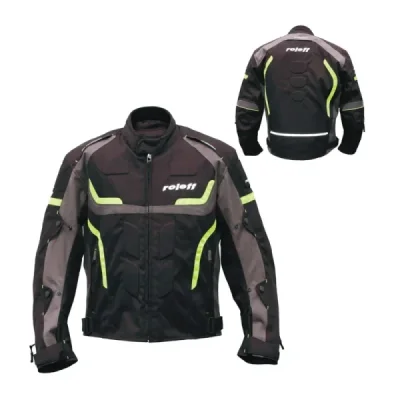 Roleff Wielka Kurtka Tekstylna Krótka Model Gs1902 Z Membraną Wind-Tex I Z Wypinaną Podpinką Thermo Czarny/Szary/Żółty Fluo S