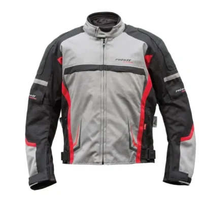 Roleff Wielka Kurtka Tekstylna Krótka Model Gs1824 Z Membraną Wind-Tex I Z Wypinaną Podpinką Thermo Czarny/Szary/Czerwony S
