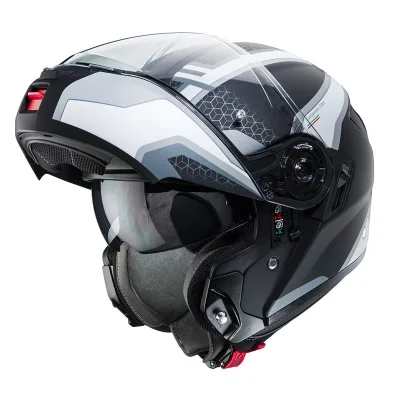Kask szczękowy flip-up Levo Sonar czarny/biały/szary/srebrny mat M pinlock - Caberg Kask szczękowy flip-up Levo Sonar czarny/biały/szary/srebrny mat M pinlock - Caberg