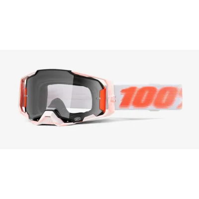 Gogle Armega Tubular biały/pomarańczowy szybka przeźroczysta - 100 Procent