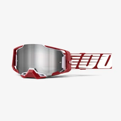 Gogle Armega Oversized Deep Red czerwony/biały/szary szybka srebrne lustro - 100 Procent