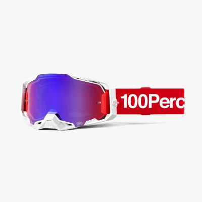 Gogle Armega Corbin czerwony/biały szybka czerwone/niebieskie lustro - 100 Procent Gogle Armega Corbin czerwony/biały szybka czerwone/niebieskie lustro - 100 Procent