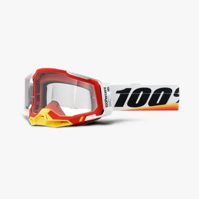 Gogle Racecraft 2 Arsham Red biały/czerwony/czarny/żółty szybka przeźroczysta - 100 Procent Gogle Racecraft 2 Arsham Red biały/czerwony/czarny/żółty szybka przeźroczysta - 100 Procent