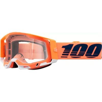 Gogle Racecraft 2 Coral pomarańczowy/czarny/biały szybka przeźroczysta - 100 Procent