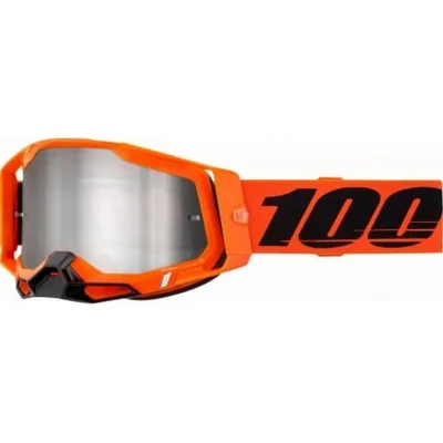 Gogle Racecraft 2 Neon Orange pomarańczowy/czarny szybka srebrne lustro - 100 Procent