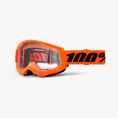 Gogle Strata 2 Neon Orange pomarańczowy fluo szybka przeźroczysta - 100 Procent