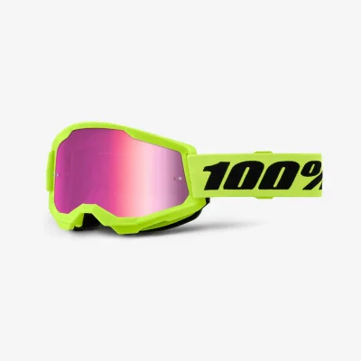 Gogle Strata 2 Neon Yellow żółty fluo szybka różowe lustro - 100 Procent
