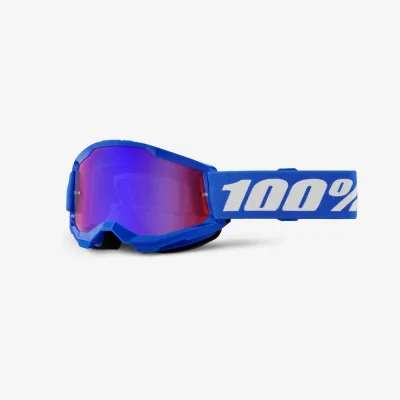 Gogle Strata 2 Youth Junior Blue niebieski/biały szybka czerwone/niebieskie lustro - 100 Procent
