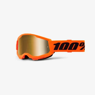 Gogle Strata 2 Youth Junior Neon Orange pomarańczowy/czarny szybka złote lustro - 100 Procent