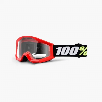 Gogle Strata Mini Red dziecięce czerwony szybka przeźroczysta anti-fog - 100 Procent