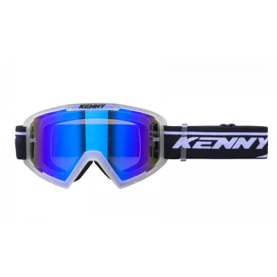 Gogle Track+ przeźroczysty/czarny/biały szybka niebieskie lustro - Kenny Racing Gogle Track+ przeźroczysty/czarny/biały szybka niebieskie lustro - Kenny Racing