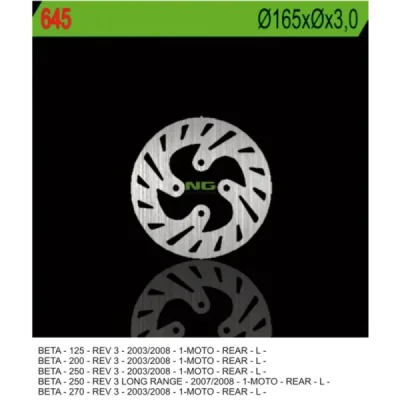 Tarcza hamulcowa NG tył Beta REV 3 125 200 250 270 03-08 (NG645) Tarcza hamulcowa NG tył Beta REV 3 125 200 250 270 03-08 (NG645)