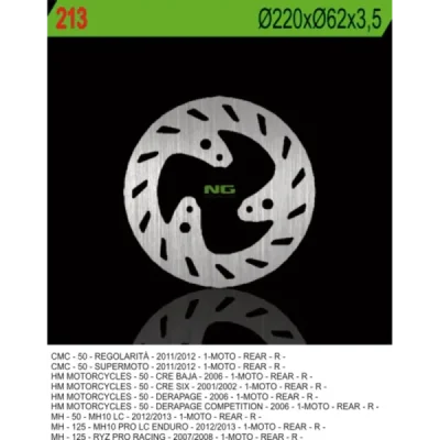 Tarcza hamulcowa NG tył HM50 CRE50 01-06 (NG213) Tarcza hamulcowa NG tył HM50 CRE50 01-06 (NG213)