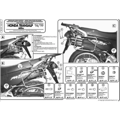 Stelaż kufrów bocznych Monokey Honda XL 600V Transalp '94-'99 pod kufry K-Venture Alu/K'Mission Alu - Kappa Stelaż kufrów bocznych Monokey Honda XL 600V Transalp '94-'99 pod kufry K-Venture Alu/K'Mission Alu - Kappa