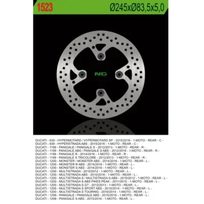 Tarcza hamulcowa NG tył Ducati MULTISTRADA 1200 10-16 MONSTER 1200 14-16 HYPERMOTORAD (NG1523) Tarcza hamulcowa NG tył Ducati MULTISTRADA 1200 10-16 MONSTER 1200 14-16 HYPERMOTORAD (NG1523)