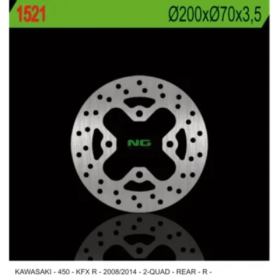 Tarcza hamulcowa NG tył Kawasaki KFX 450R 08-14 (NG1521) Tarcza hamulcowa NG tył Kawasaki KFX 450R 08-14 (NG1521)
