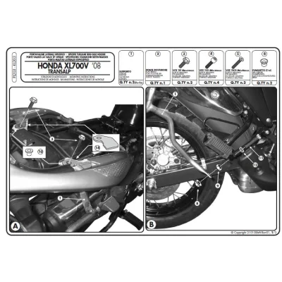Stelaż kufrów bocznych Monokey Honda XL 700V Transalp '08-'13 pod kufry K'Mission Alu - Kappa Stelaż kufrów bocznych Monokey Honda XL 700V Transalp '08-'13 pod kufry K'Mission Alu - Kappa