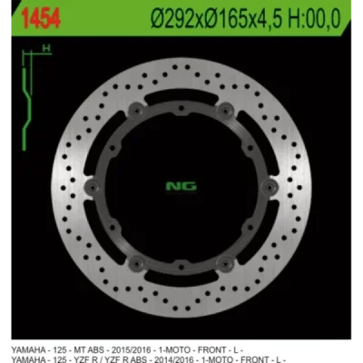 Tarcza hamulcowa NG przód Yamaha YZF 125R ABS 14-17 MT 125 ABS 15-17 (NG1454) Tarcza hamulcowa NG przód Yamaha YZF 125R ABS 14-17 MT 125 ABS 15-17 (NG1454)