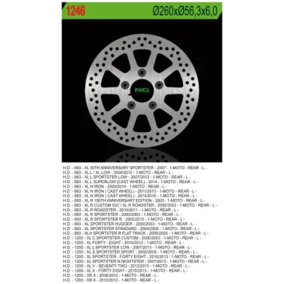 Tarcza hamulcowa NG tył do Harley-Davidson 883 1200 (NG1246) Tarcza hamulcowa NG tył do Harley-Davidson 883 1200 (NG1246)