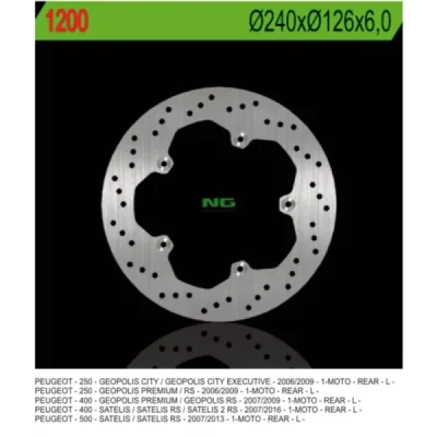 Tarcza hamulcowa tył 250/400/500 240x126x60 5x6,5mm - NG