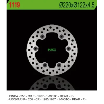 Tarcza hamulcowa NG tył Husqvarna CR 250 85-87 (NG1119) Tarcza hamulcowa NG tył Husqvarna CR 250 85-87 (NG1119)