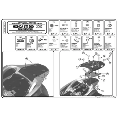 Stelaż kufra centralnego ST 1300 Pan European '02-'14 z płytą Monokey - Kappa
