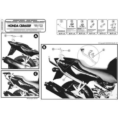 Stelaż kufra centralnego CBR 600F '99-'02 bez płyty - Kappa