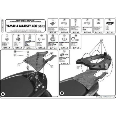 Stelaż kufra centralnego Majesty 400 '04-'14 z płytą Monolock - Kappa
