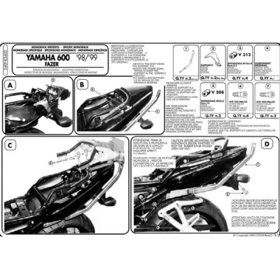 Stelaż kufra centralnego FZS 600 Fazer '98-'03 bez płyty - Kappa