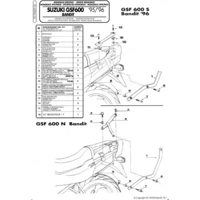 Stelaż kufra centralnego GSF 600 Bandit/S '96-'99, GSF 1200 Bandit '96-'99 bez płyty - Kappa