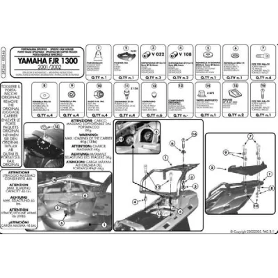 Stelaż kufra centralnego FJR 1300 '01-'05 z płytą Monokey - Kappa
