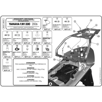 Stelaż kufra centralnego FJR 1300 '06-'12 z płytą Monokey - Kappa