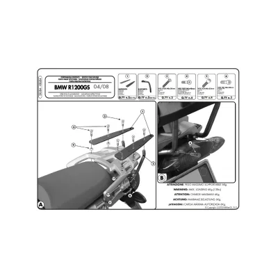 Stelaż kufra centralnego R 1200GS '04-'12 z płytą Monokey do zamocowania na oryginalnym stelaży - Kappa