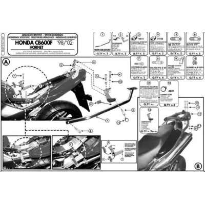 Stelaż kufra centralnego Hornet 600 '98-'02 bez płyty - Kappa