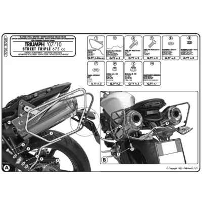 Stelaż pod torby boczne Street Triple 675 '07-'12 również pod kufry RA314 Easy Lock - Kappa Stelaż pod torby boczne Street Triple 675 '07-'12 również pod kufry RA314 Easy Lock - Kappa