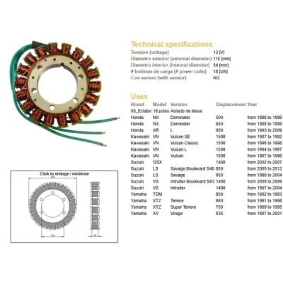 Uzwojenie alternatora stator DZE Honda Kawasaki Yamaha - 2896-01