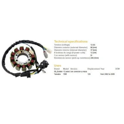 Uzwojenie alternatora stator DZE Yamaha YBR 125 02-05 - 2868-01 Uzwojenie alternatora stator DZE Yamaha YBR 125 02-05 - 2868-01