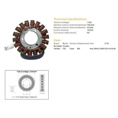Stator DZE Yamaha FZ6 Fazer 04-09 (13006-01)