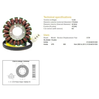 Stator DZE Honda VFR 800 03-13 (13002-01)