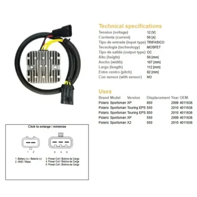 Dze Regulator Napięcia Polaris Sportsman 550 '09-'10, 850 '09-'10 (40111636) (50A) Dze Regulator Napięcia Polaris Sportsman 550 '09-'10, 850 '09-'10 (40111636) (50A)