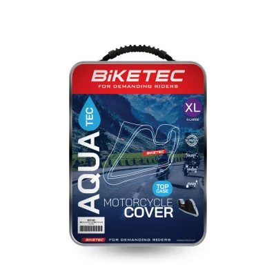 Pokrowiec wodoodporny Aquatec na motocykl z miejscem na kufer czarny/szary L - Biketec Pokrowiec wodoodporny Aquatec na motocykl z miejscem na kufer czarny/szary L - Biketec