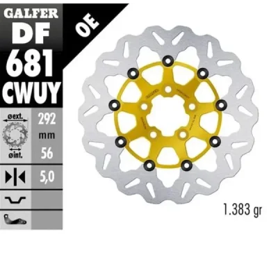 Galfer Tarcza Hamulcowa Tył Harley-Davidson (292X56X5) (Wave) Pływająca Złoty