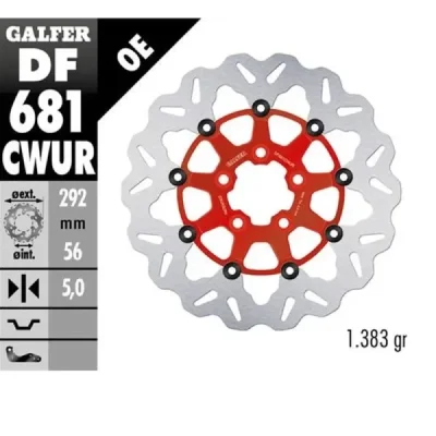 Galfer Tarcza Hamulcowa Tył Harley-Davidson (292X56X5) (Wave) Pływająca Czerwony