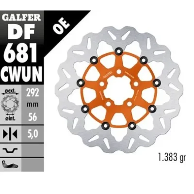 Galfer Tarcza Hamulcowa Tył Harley-Davidson (292X56X5) (Wave) Pływająca Pomarańczowy
