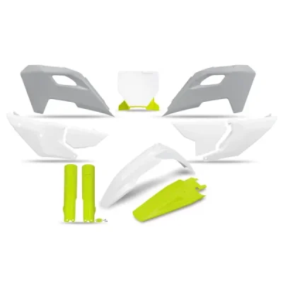 UFO komplet plastików z osłonami amortyzatorów Husqvarna TC/FC/FX '23-'24 biały/żółty