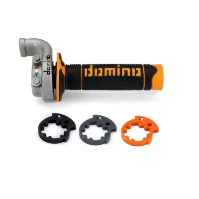 Domino Rolgaz Kompletny Z Manetkami Off Road Ktm/Husqvarna/Gasgas 4T (Srebrna Obudowa) Czarny/Pomarańczowy